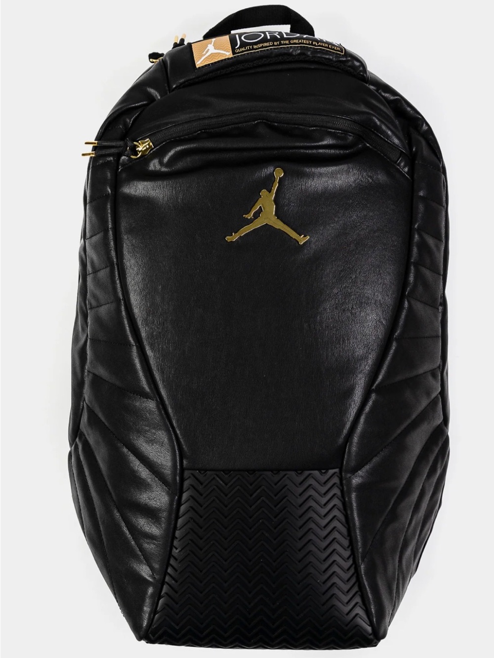Jordan RETRO 12 Black Backpack with Gold Jumpman Accent